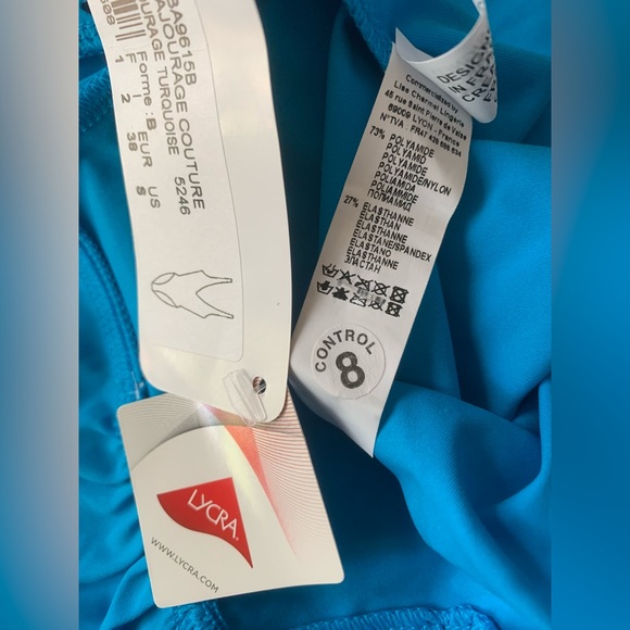 New Lise Charmel Ajourage Plunge Front Cut-out Swimsuit Turquoise Small - Picture 8 of 11